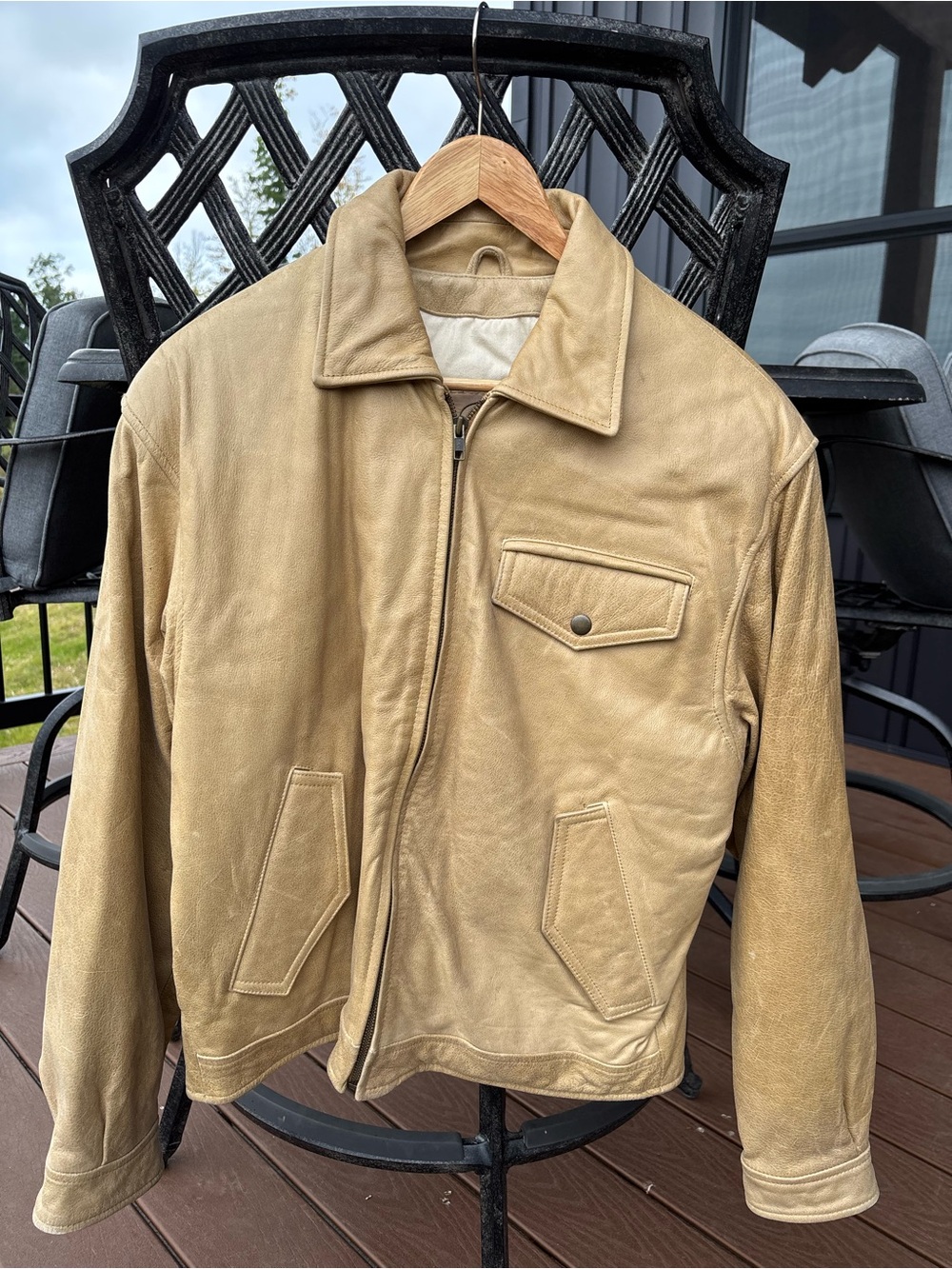 Vintage 90’s Leather Bomber Jacket, GEORGETOWN, Tan, Unisex,Swagger, Unisex, S